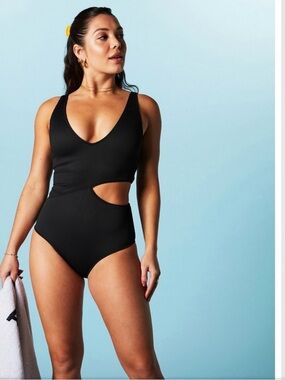 Fabletics Asymmetrical Cut Out Shaping One Piece Swimsuit